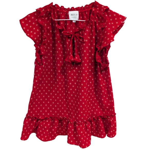 Misa los Angeles Womens Lucille Short Sleeve Blouse medium - Picture 2 of 5